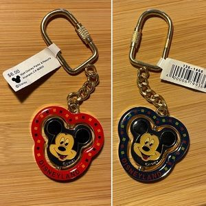 NWT Vintage Enamel Disneyland Rotating Face Mickey Mouse Keychain Keyring Unisex